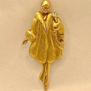 AJC Vintage AFTER TAXES Flapper Brooch
